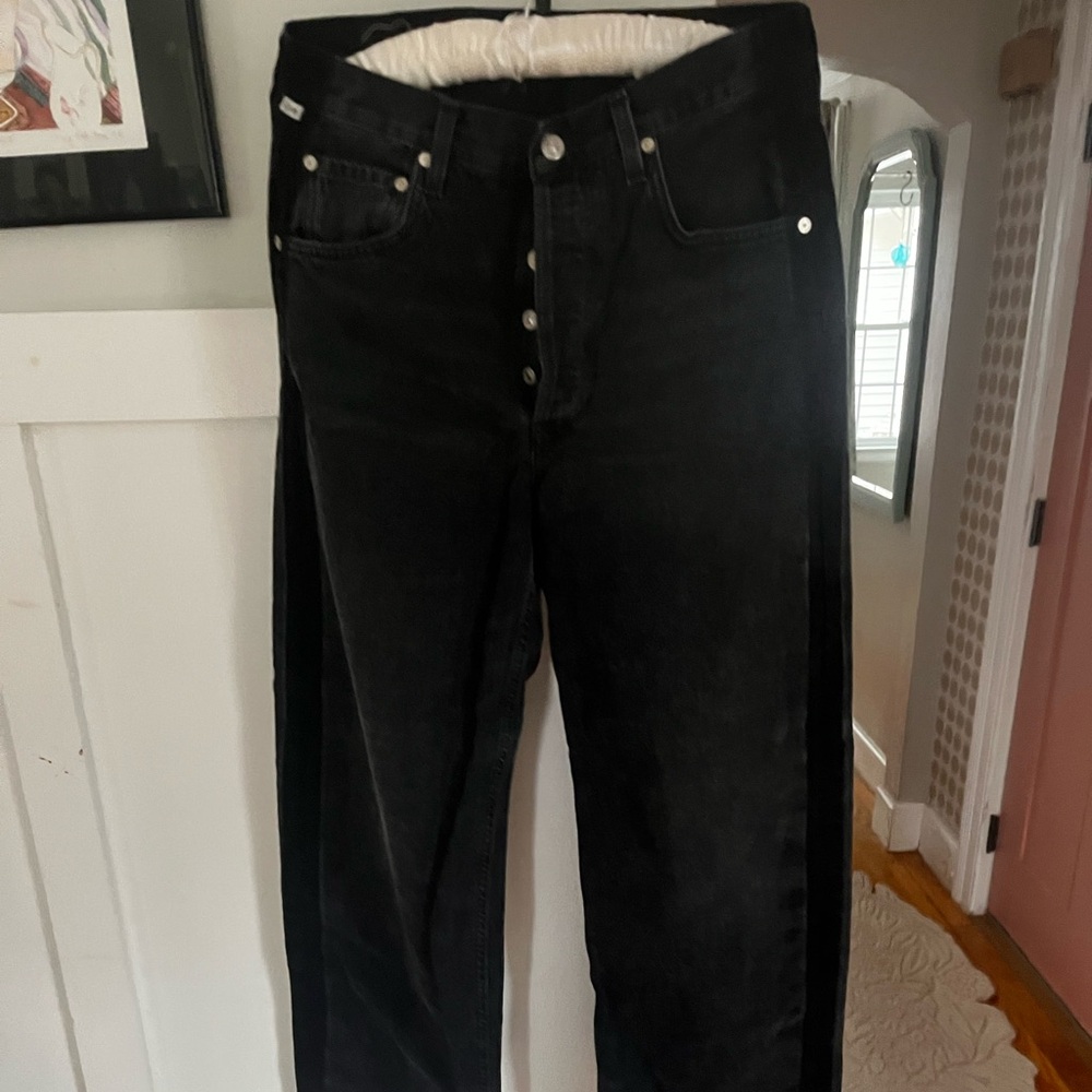 Citizens of Humanity tuxedo strips washed black Ayla relaxed fit jeans - 28